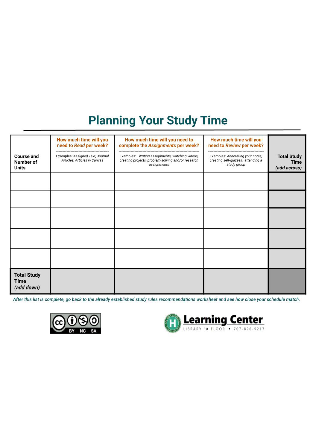 Planning Your Study Time