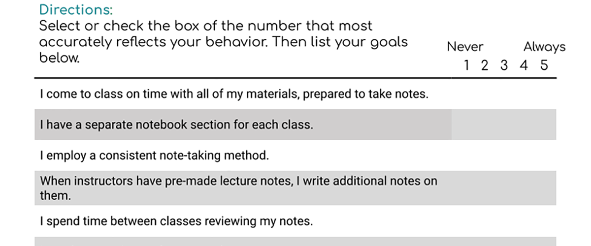 evaluate your notetaking handout preview