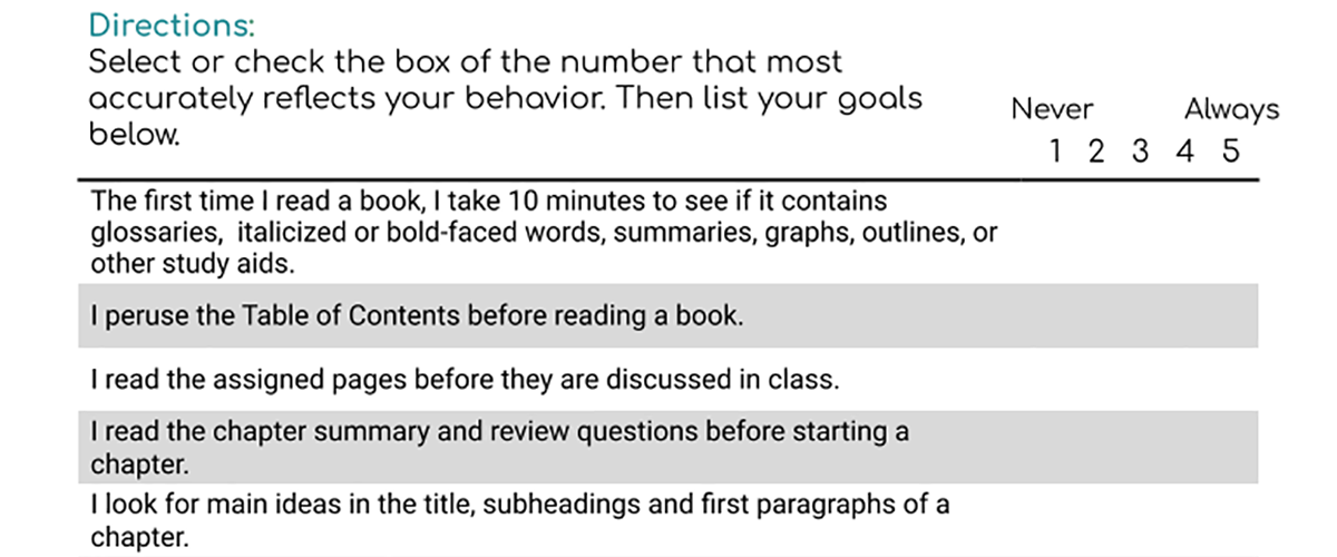 Textbook reading evaluation handout preview