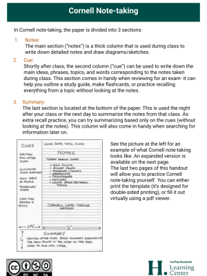 Preview of Cornell note taking